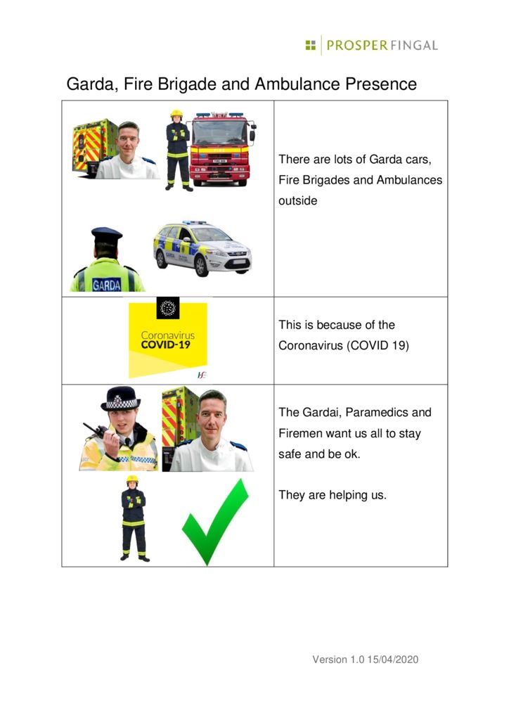 thumbnail of Coronavirus Garda Fire Brigade and Ambulance Presence Easy Read